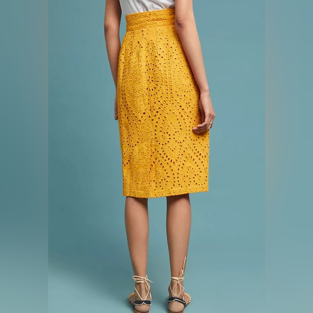Tracy Reese X Anthropologie Sunshine Eyelet Pencil Skirt - Picture 4 of 9
